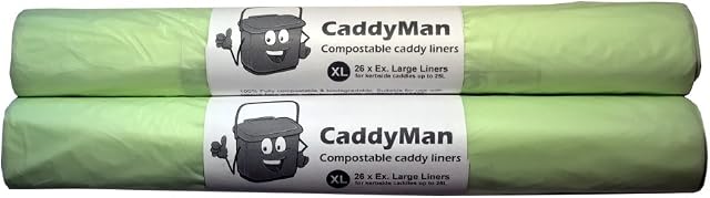 52 x 25 Litre CaddyMan Compostable Kerbside Food Waste Caddy Bin Liner Bio Bags EN13432 (25L-50)