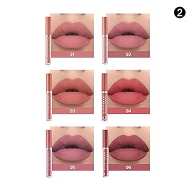 BONNIE CHOICE 6Pcs Nude Matte Liquid Lipstick Set, Waterproof Long Lasting Non-Stick Cup Nude Lipstick 24 Hour Not Fade Matte Lipstick Professional Lip Gloss Makeup Christmas Gifts for Women (Set B)