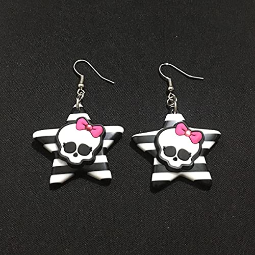 Acrylic Skeleton Star Earrings Colorful Striped Pentagram Skeleton Dangle Drop Earrings Personality Halloween Skeleton Head Butterfly Pentagram Earrings for Women2
