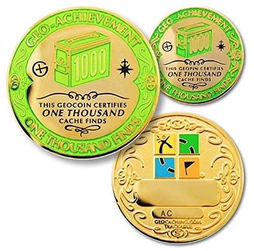 Coins For Anything Inc 1000 Finds Geo-Achievement Set Challenge Coin & Pin - Trackable Geocaching Coin