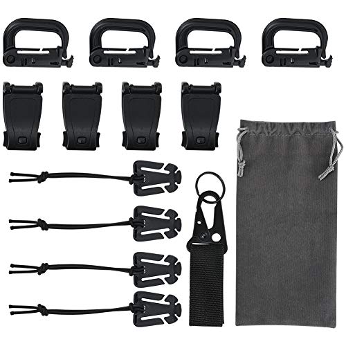 Jalan 13 pièces Accessoires Tactique Sac à Dos Molle, Boucle de Sangle Grimlocks à Anneau en D Ficelle élastique Sangles