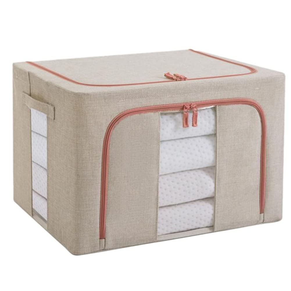 Boîte de Rangement Lavable Boîte de Rangement Pliable avec Couvercle Pliable Vêtements Chaussettes Jouet Articles Divers Organisateur Cosmétiques Beige