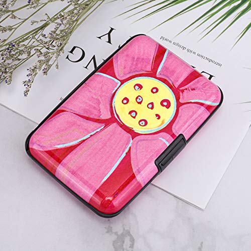 Image of ELFISH RFID Blocking Credit Cards Holder Aluminum Wallet Metal ID Case for Men Women (Big pink flower)