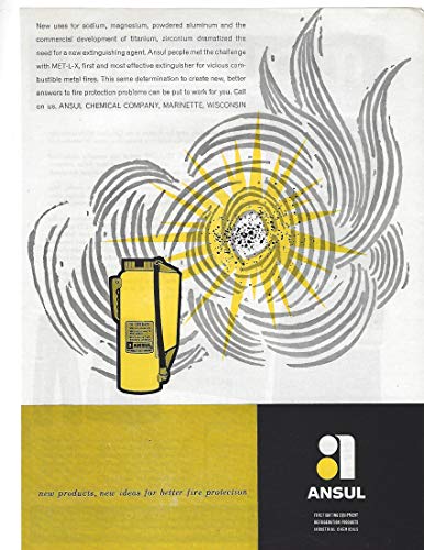 1960 Original Magazine Print Ad #2 Ansul Fire Extinguisher PURPLE K MET-L-X