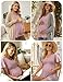 Ekouaer Maternity Shirts 3 Packs Flying Short Sleeve Maternity Tops V Neck T-Shirt Pregnancy Clothes Light Blue/Light Green/Grey Stripe M