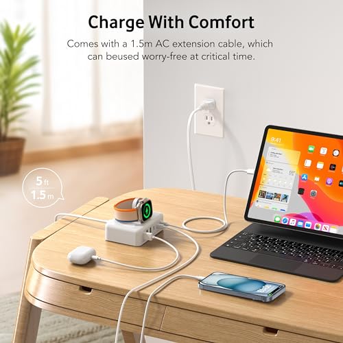 BOVICAS Bloco de Estação de Carregamento de Carregador Rápido Usb C de 125 W para Carregador Apple W