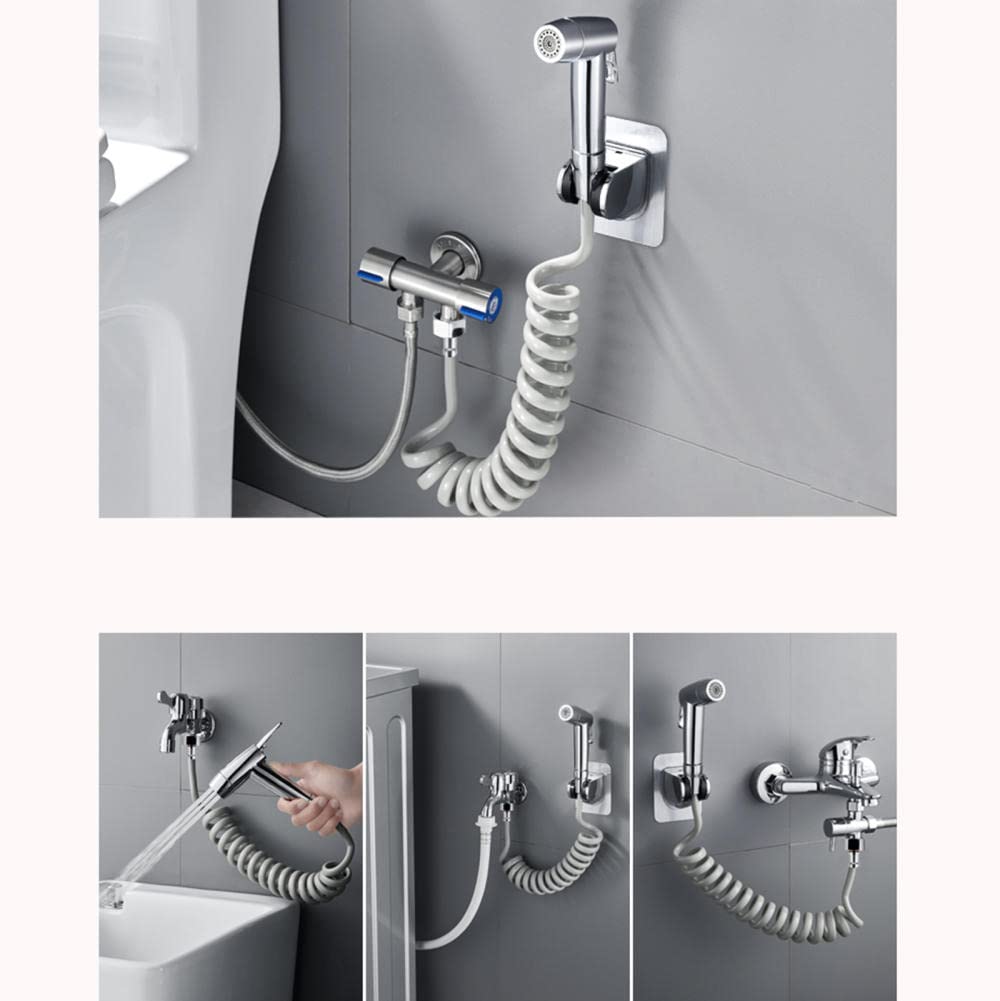 manguera de inodoro manguera ducha gris manguera de ducha 2 metros Manguera de ducha flexible Manguera de resorte para bidé Adecuado para pistola rociadora de baño Inodoro de balcón (gris)-5m