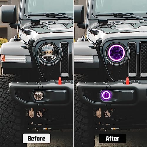 Sunpie JLJ00R 9 Inch Rgbw Halo Head Lights With Fog Lights Combo Compatible With 2018 2019 2020 2021 2022 2023 Jl Jlu Compatible thumb #1