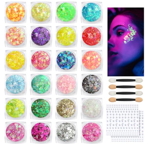 BUTBU 24 cores gel de purpurina luminoso, purpurina rosto festival, brilhos corporais, gel corporal com purpurina, para unhas, sombra de olhos, festival purpurina, rosto maquilhagem
