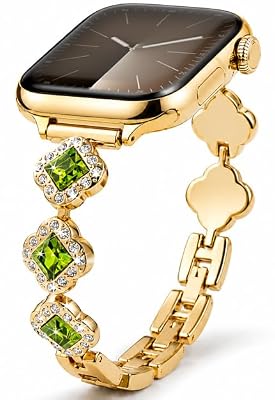 Lucky Clover Band for Women Compatible with Apple Watch Bands 38mm 40mm 41mm 42mm 44mm 45mm 46mm 49mm, Women's Replacement Bracelet Strap for iWatch Series 11 10 9 8 7 6 5 4 3 2 1 SE Ultra(Green)
