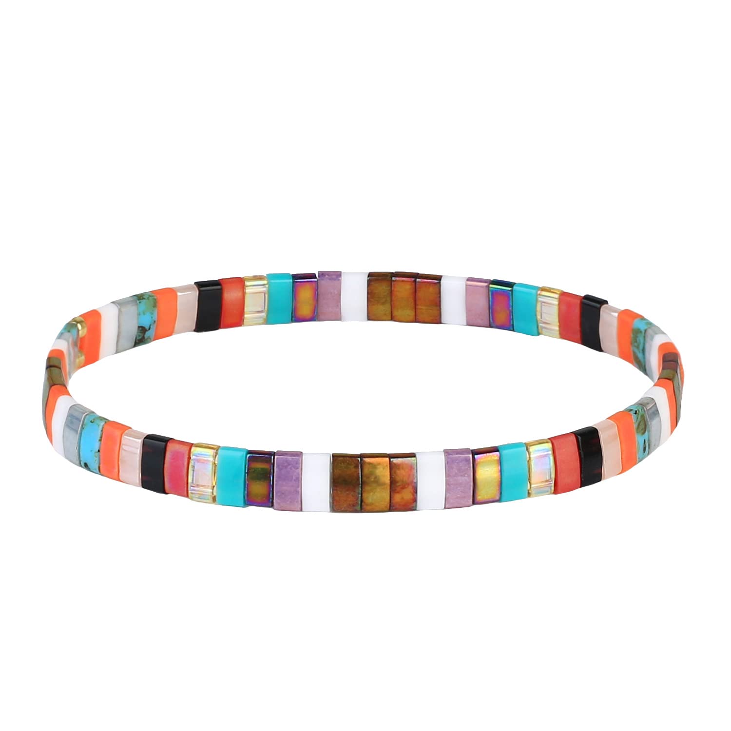 KELITCHWomen Stretch Bracelets Tila Beaded Candy Colors Friendship Bracelets New