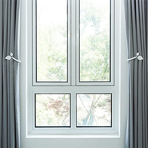 Image of HIKMLK Vintage Ivory White Leaf Shaped Curtain Holdbacks 2pcs, HandmadeMetal Curtain Holders for Wall Family Home Winow Decor, Farmhouse Curtain Tieback for Drapes Window Decoration