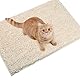 VIVAGLORY Katzenstreu-Matte, Streufangmatte, 90 × 64 cm Katzen Katzentoiletten Teppich mit Wasserdichter Rückseite, Superweich für Die Pfoten der Katze, Maschinenwaschbar, Beige