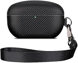 Haobobro [Tekstura włókna węglowego] kompatybilne z Sony WF-1000XM5 etui Case (2023) - ręcznie wykonane etui z paskiem do noszenia i karabińczykiem - amortyzujące uderzenia etui ochronne z