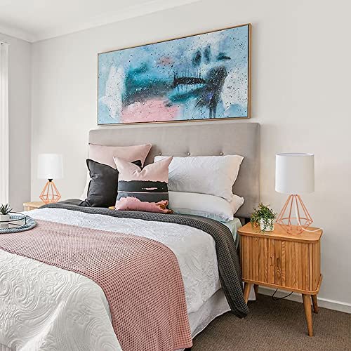 Ggoying Set Of 2 Table Lamp, Bedside Lamp With Simple Rose Gold Metal Base, Fabric Shade For Nightstand Bedroom Living Room Office Working Reading (Bulb Not Included) #TOP4