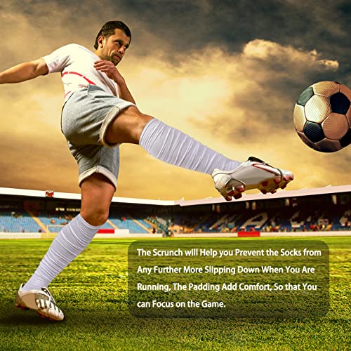 YYXR Football Socks Non Slip Extra Long Football Socks Men White Soccer Socks Knee High Scrunchie Athletic Compression Socks3