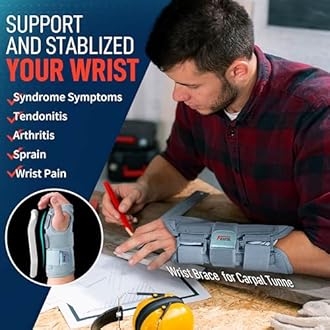 FEATOL Wrist Brace Carpal Tunnel, Night Support Brace with Wrist Splint, Adjustable Straps, Hot/Ice Pack for Women and Men, Left Hand, Large/X-Large, Tendinitis, Arthritis, Pain Relief
