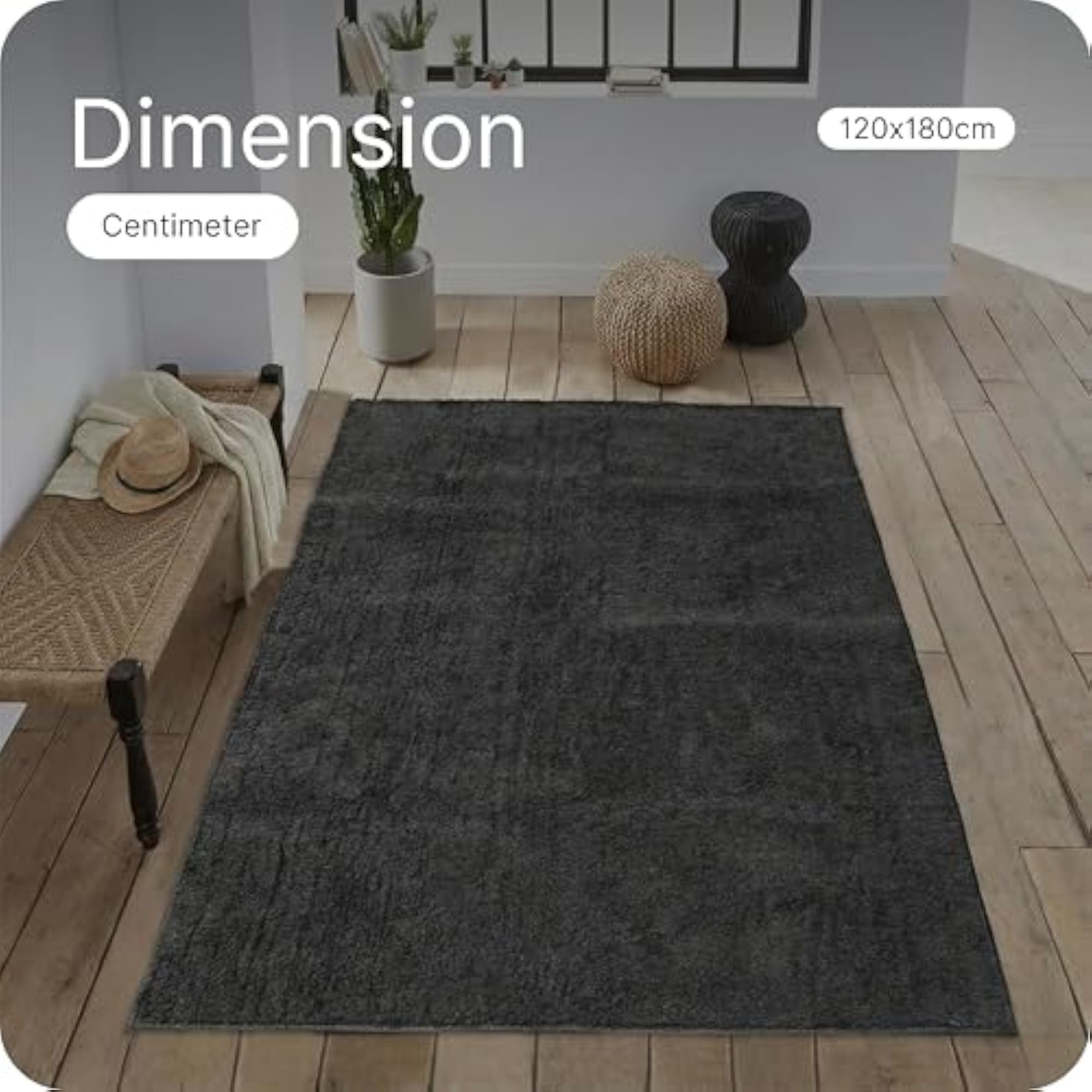 Grey Soft Microfiber Solid Design Anti-Skid Carpet