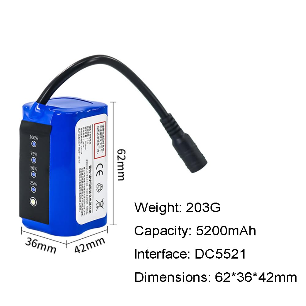 Batería de polímero de Litio para lancha motora RC de 7,4 V, 5200 mAh, 9600 mAh, 12 000 mAh, 15 000 mAh y 18 000 mAh, Recargable y Segura,7.4v,5200mAh