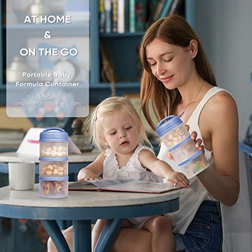 Image of Termichy Stackable Formula Dispenser Portable Milk Powder Container, 2 Pack, Blue