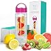 Savvy Infusion Water Bottles - 24 or 32 Ounce Fruit Infuser Bottle - Featuring Unique Leak Proof Silicone Sealed Cap with Handle - Great Gifts for Women