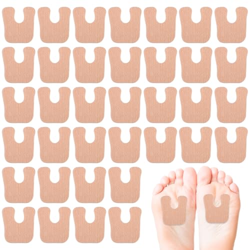 36 Pieces U-Shaped Felt Callus Pads, Pain Relief Adhesive Corn Pads, Soft Foot Cushion Protect from Rubbing on Shoes, Callus Cushions for Bottom Side of Foot and Heel for Women and Men