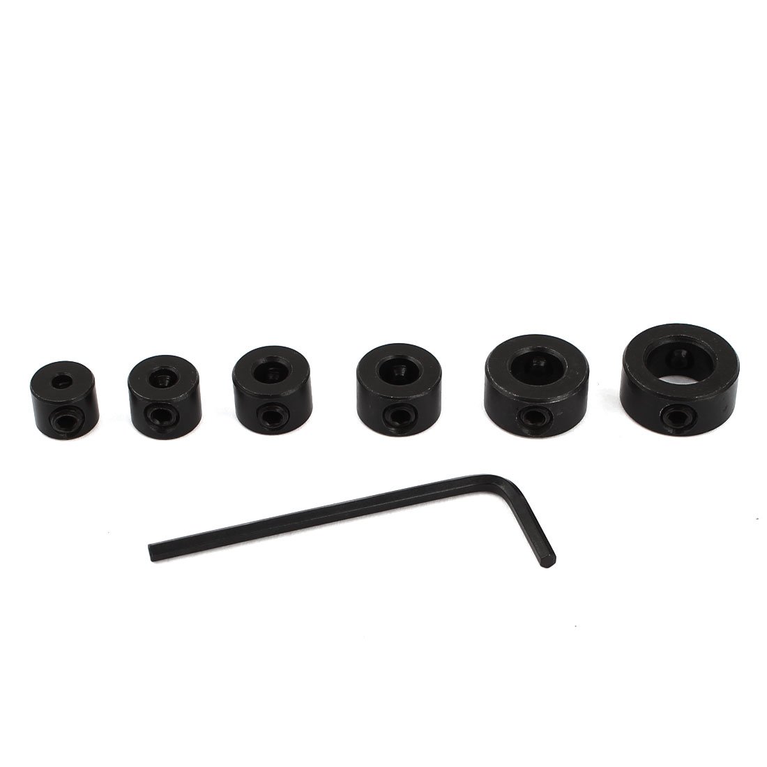 Aexit 6 in Drill Bits 1 3-10mm Internal Dia Woodworking Drill Bit Depth Stop Collar Brad-Point Drill Bits Set Black