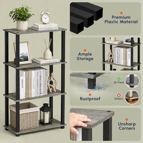 Image of JD FRESH 4-Tier Wooden Open Shelf Rack /Table Corner Display Rack /Storage Shelf Stand /Multipurpose Shelf for Living Room, Bedroom, Home Office Display (Cambridge, Walnut)