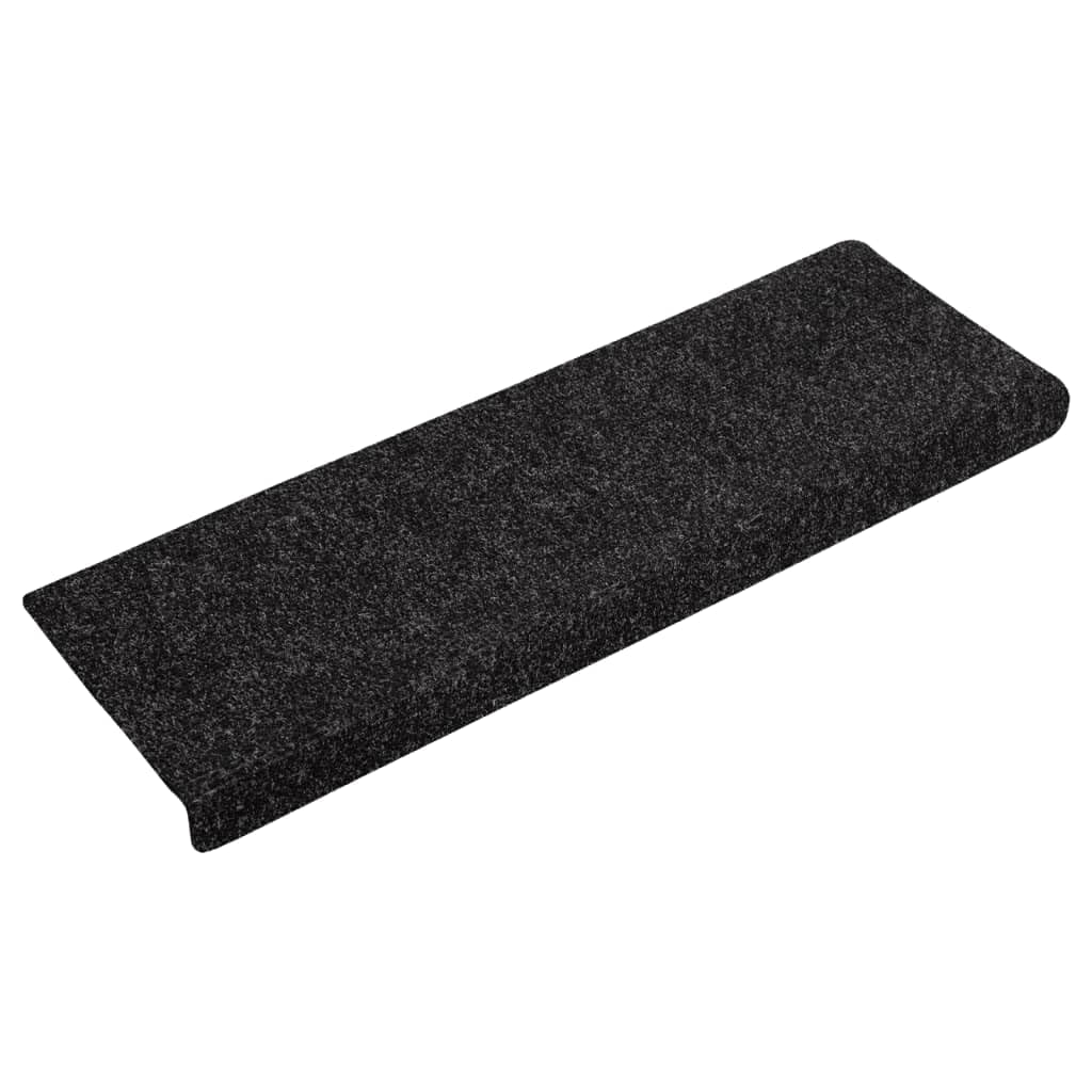 vidaXL Tappetini per Scale autoadesivi 15 pz 65x21x4 cm Neri Bordo Rettangolare