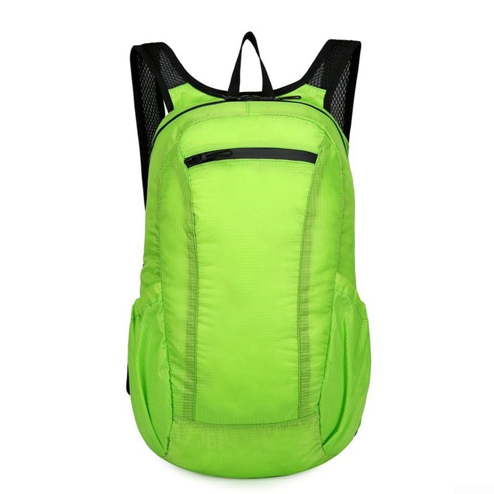 Waterproof Foldable Backpack 20L Lightweight Daypack for Travel Hiking and Camping with Breathable Shoulder Straps Black Light Green