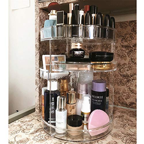 Estante de Maquillaje Estante Caja de Almacenamiento cosmética Redonda Estante Giratorio Transparente de plástico de Gran Capacidad, A
