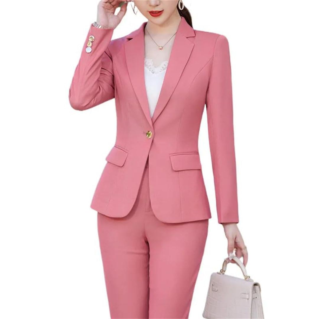 Completo da donna temperamento Business formale Slim Blazer e pantaloni Set, Pantaloni Cappotto Albicocca, 4XL
