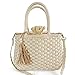 QTKJ Cute Women Summer Straw Tote Bag, Hand-woven Boho Shoulder Bag Crossbody Bag Straw Handle Beach Handbags with Pearl Tassels (Beige)