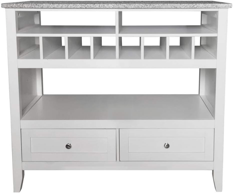 Kings Brand Furniture White With Marble Finish Buffet Display Console Table With Wine Storage