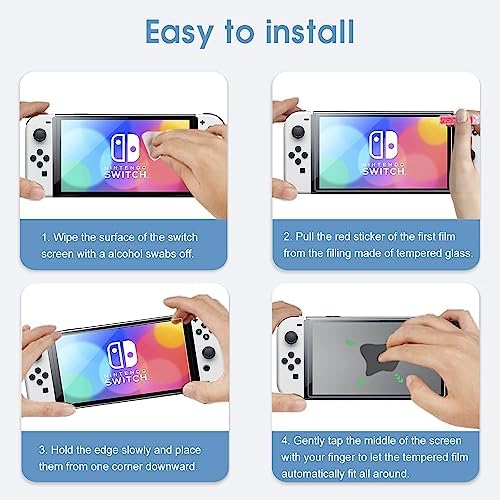 XINRUISEN Ochraniacz ekranu do Nintendo Switch OLED 2021, nowy model 7, 2 sztuki, hartowane szkło ochronne do Nintendo Switch OLED 2021, osłona ochronna do przełącznika OLED