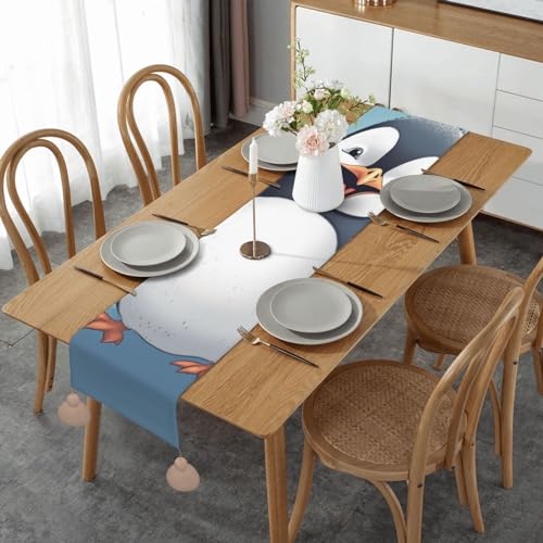 Chemin de table rustique pingouin heureux déco salon bohème - 2