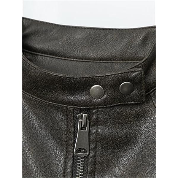 Adhdyuud Vrouwen Vintage Moto Biker Pu Jas Streetwear Stand Kraag Faux Lederen Jas Casual Shorts Uitloper