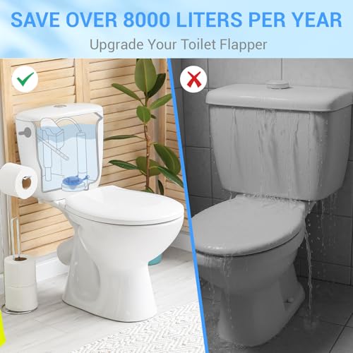 Universal Toilet Flapper Replacement 2 Inch - Compatible with Most American Standard Kohler Fluidmaster Toto Gerber Toilets Tank Water Saving Rubber Flush Valve Flapper with Stainless Chain Blue 1Pack by WINONLY - Image 4
