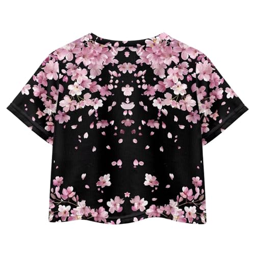 Girls Crop Top Shirt with Cute Graphic Short Sleeve Crewneck Tee Tops for Girls 5-16 Y2