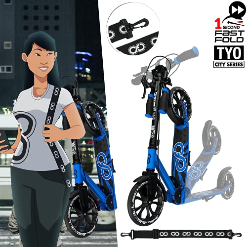 Crazy Skates Foldable Kick Scooter - Kick Scooters For Adults, Teens And Kids With Carrying Strap - Fast Folding, Adjustable Handlebars And Lightweight - Tokyo Scooter (Tyo) - Cyan #TOP5