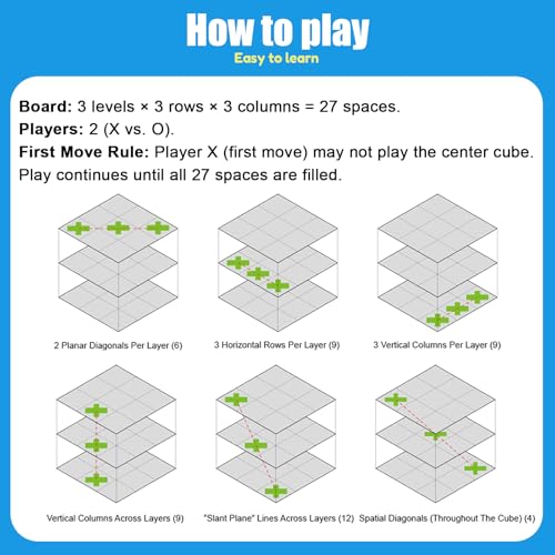 Juego de Mesa 3D Tic Tac Toe de Madera Clásico miniatura 5
