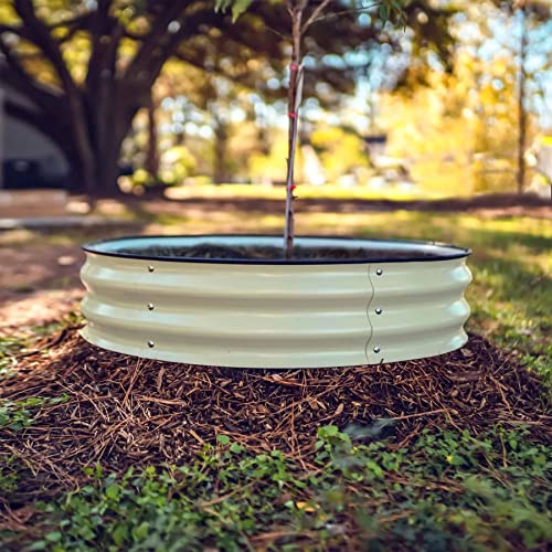 Image of Vego garden Raised Garden Bed 8 inch Tall Tree Surround with Watering Ring, Pearl White
