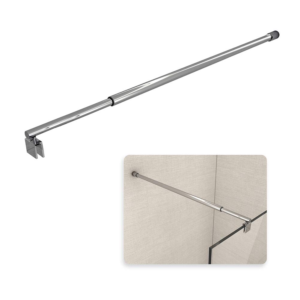 EMKE Shower Screen Support Bar - 700mm to 1200mm Wet Room Support Round Arm for Bath Panel Shower Glass Bracket, Fits 8-10mm Glass