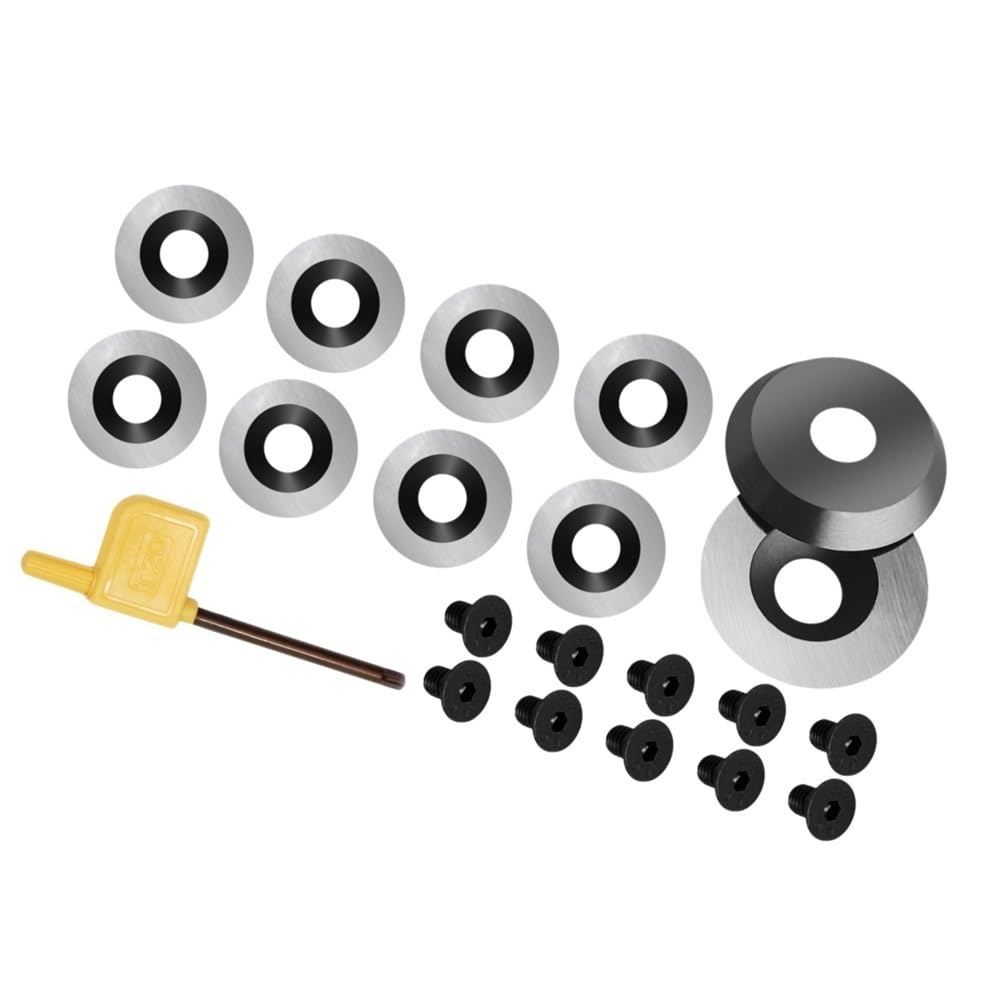 Llmwfa One Color 1 Set Carbide Turning Inserts 30 Degree With Screws Spanner Kit, Woodworking Lathe Tool Round Cutters(16X3mm)