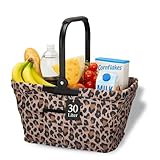 Einkaufskorb leo - stabiler und faltbarer Korb mit Henkel aus Aluminiumrahmen - ca. 30L Korbtasche für Einkäufe und Ausflüge - Einkaufstasche aus Polyester mit Soft Griff