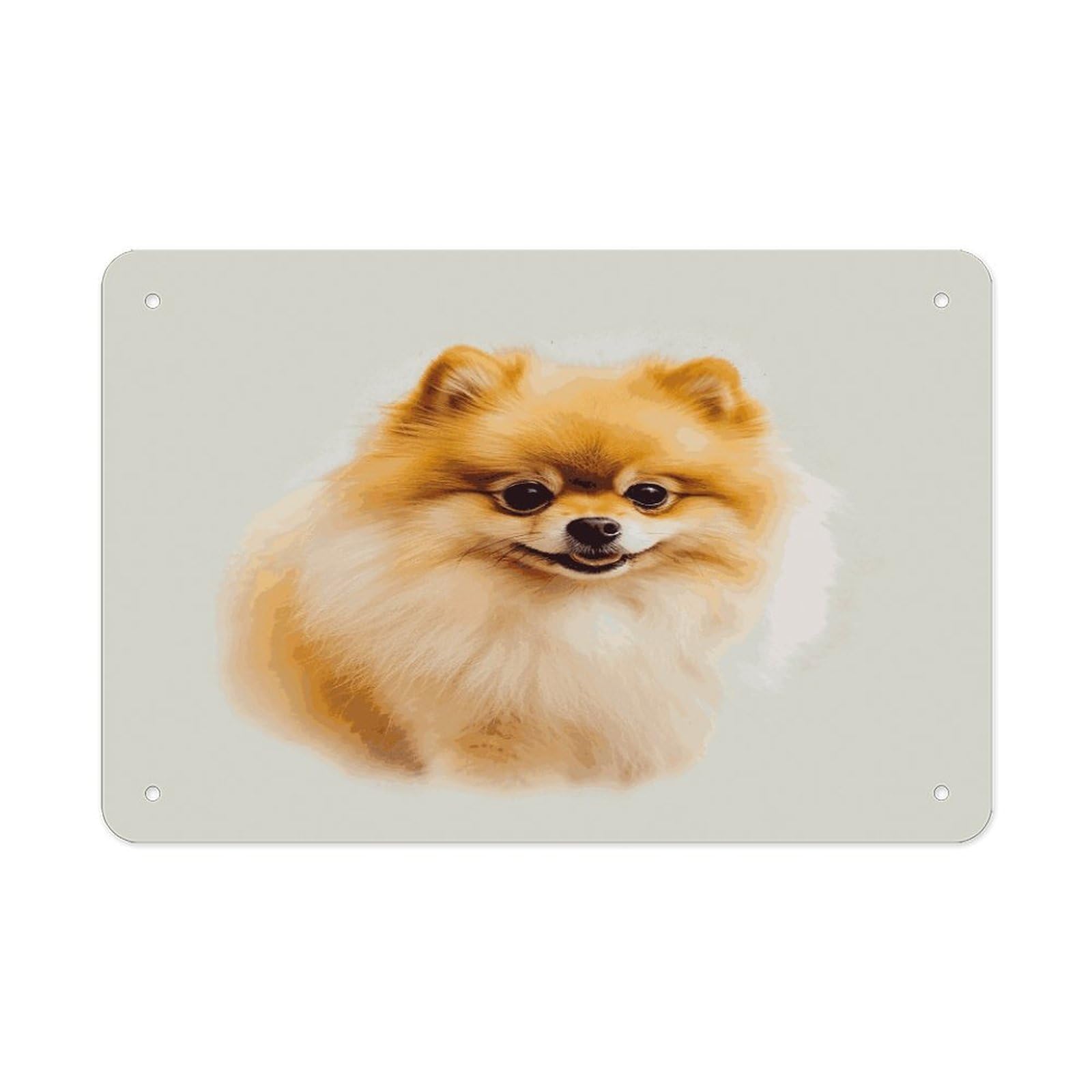 LDGSUPH Yellow Pomeranian Metal Tin Sign Wall Art Prints Folded Edge Iron Sheet Painting with Holes for Wall Prints Decorative Picture Metal Signboard Decor Painting Wall Decor