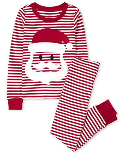 The Children's Place,Family Matching Christmas Holiday Pajamas Sets, Snug Fit 100% Cotton, Adult, Big Kid, Toddler, Baby,Kids - PJ Set,Santa Stripe,12