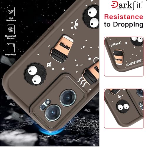 Image of Back Case Cover Compatible with OnePlus Nord CE 2 5G | Cute Fun Cartoon Ball 3D Coffee Silicone Case | Body Protection | Camera Protection | Shock Proof | Color Brown | Pack of 1