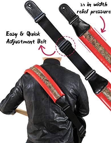 Sangle de Guitare Cuir Imprimé Rouge 8.5cm Néoprène Confortable Rembourré Pour Basse Acoustique Électrique Guitare… - Les Beatles, Paul McCartney, John Lennon, RIngo Starr, George Harrison Sangle de Guitare Cuir Imprimé Rouge 8.5cm Néoprène Confortable Rembourré Pour Basse Acoustique Électrique Guitare… – Image 5