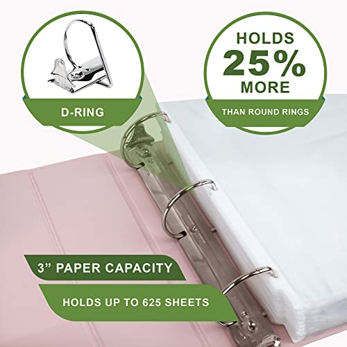 Image of Samsill Plant-Based 3 Inch Durable D-Ring, View Binder, Eco-Friendly, USDA Certified Biobased, 2 Count,Pack of 1, Rose